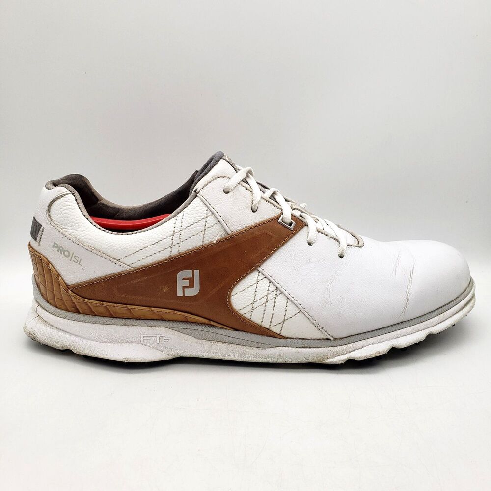 FootJoy Pro SL Carbon Golf Shoes Men's 11.5 White Brown Leather Crocodile